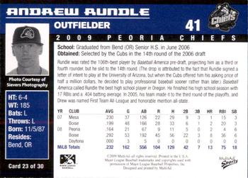 2009 MultiAd Peoria Chiefs #23 Andrew Rundle Back