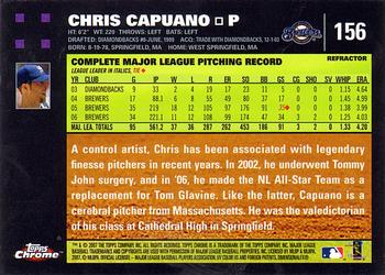 2007 Topps Chrome - Refractors #156 Chris Capuano Back