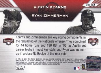 2007 Topps Co-Signers - Dual Autographs #CS-KZ Austin Kearns / Ryan Zimmerman Back