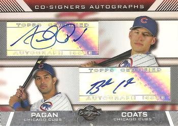 2007 Topps Co-Signers - Dual Autographs #CS-PC Angel Pagan / Buck Coats Front