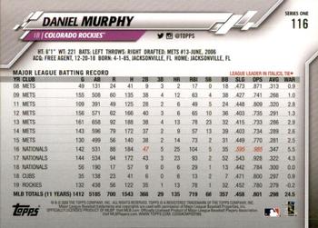 2020 Topps - Purple #116 Daniel Murphy Back