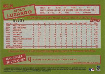 2020 Topps - 1985 Topps Baseball 35th Anniversary Chrome Silver Pack Green Refractor (Series One) #85C-49 Jesus Luzardo Back
