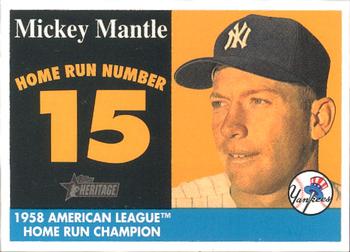 2007 Topps Heritage - 1958 Home Run Champion Mickey Mantle #MHRC15 Mickey Mantle Front