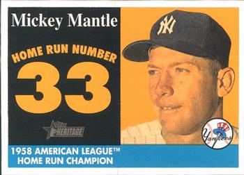 2007 Topps Heritage - 1958 Home Run Champion Mickey Mantle #MHRC33 Mickey Mantle Front