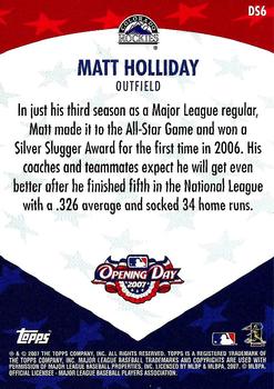 2007 Topps Opening Day - Diamond Stars #DS6 Matt Holliday Back