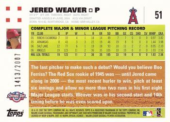 2007 Topps Opening Day - Gold #51 Jered Weaver Back