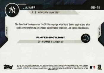2020 Topps Now Road to Opening Day New York Yankees #OD-45 J.A. Happ Back