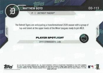 2020 Topps Now Road to Opening Day Detroit Tigers #OD-113 Matthew Boyd Back