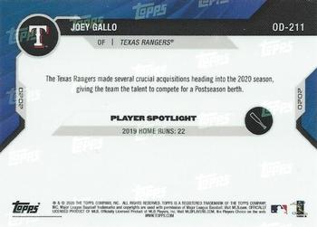 2020 Topps Now Road to Opening Day Texas Rangers #OD-211 Joey Gallo Back