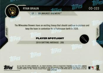 2020 Topps Now Road to Opening Day Milwaukee Brewers #OD-333 Ryan Braun Back