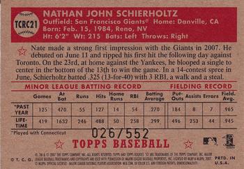 2007 Topps Rookie 1952 Edition - Chrome Refractors #TCRC21 Nate Schierholtz Back