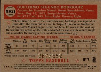 2007 Topps Rookie 1952 Edition - Chrome Refractors #TCRC83 Guillermo Rodriguez Back