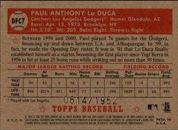 2007 Topps Rookie 1952 Edition - Debut Flashbacks Chrome #DFC7 Paul Lo Duca Back