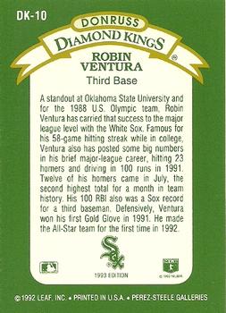 1993 Donruss - Diamond Kings #DK-10 Robin Ventura Back