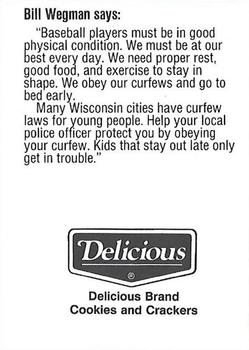 1991 Milwaukee Brewers Police - Oshkosh PD and Oshkosh Noon Kiwanis #NNO Bill Wegman Back