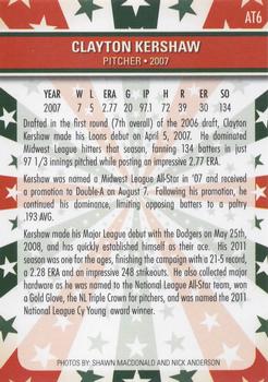 2012 Choice Great Lakes Loons - All-Time Team #AT6 Clayton Kershaw Back
