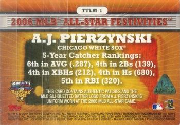 2007 Topps Triple Threads - All-Star Triple Patches Logo Man #TTLM-1 A.J. Pierzynski Back
