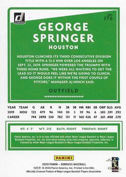 2020 Donruss - Career Stat Line #176 George Springer Back