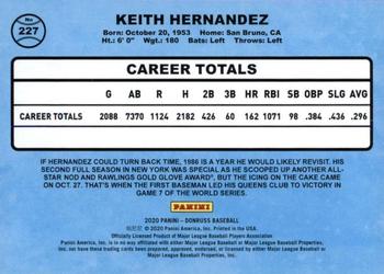 2020 Donruss - Career Stat Line #227 Keith Hernandez Back
