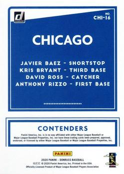 2020 Donruss - Contenders #CHI-16 Javier Baez / Kris Bryant / David Ross / Anthony Rizzo Back