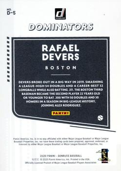 2020 Donruss - Dominators #D-5 Rafael Devers Back