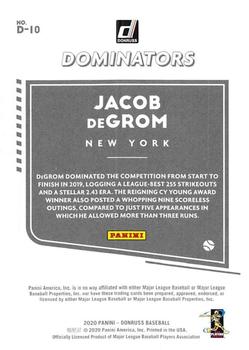 2020 Donruss - Dominators #D-10 Jacob deGrom Back