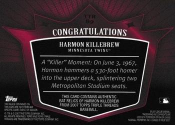 2007 Topps Triple Threads - Relics #TTR89 Harmon Killebrew Back