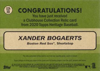 2020 Topps Heritage - Clubhouse Collection Relics #CCR-XB Xander Bogaerts Back