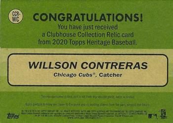 2020 Topps Heritage - Clubhouse Collection Relics #CCR-WC Willson Contreras Back