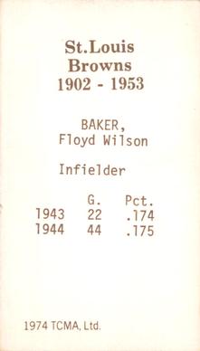 1974-75 TCMA St. Louis Browns #NNO Floyd Baker Back