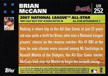 2007 Topps Updates & Highlights - 1st Edition #UH252 Brian McCann Back