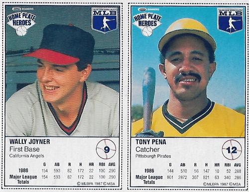 1987 Kraft Home Plate Heroes - Panels #9 / 12 Wally Joyner / Tony Pena Front
