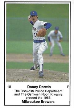 1986 Milwaukee Brewers Police - Oshkosh Police Department and the Oshkosh Noon Kiwanis #NNO Danny Darwin Front