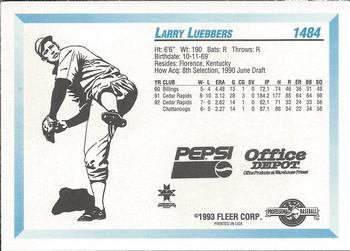 1993 Fleer ProCards Indianapolis Indians SGA #1484 Larry Luebbers Back