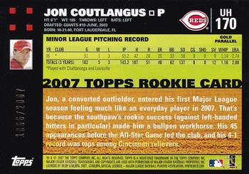 2007 Topps Updates & Highlights - Gold #UH170 Jon Coutlangus Back