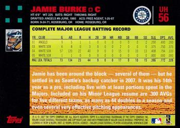 2007 Topps Updates & Highlights - Red Back #UH56 Jamie Burke Back