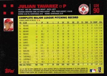 2007 Topps Updates & Highlights - Red Back #UH90 Julian Tavarez Back
