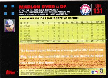 2007 Topps Updates & Highlights - Red Back #UH131 Marlon Byrd Back