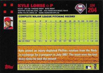 2007 Topps Updates & Highlights - Red Back #UH204 Kyle Lohse Back