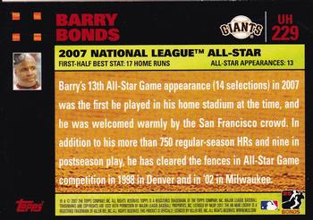 2007 Topps Updates & Highlights - Red Back #UH229 Barry Bonds Back
