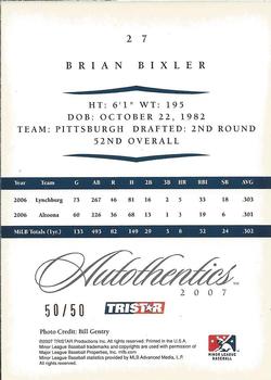 2007 TriStar Autothentics - Bronze #27 Brian Bixler Back