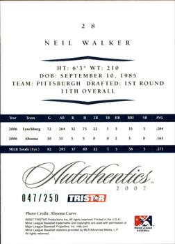2007 TriStar Autothentics - Green #28 Neil Walker Back