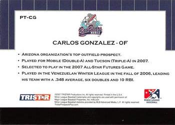 2007 TriStar Prospects Plus - Protential #PT-CG Carlos Gonzalez Back