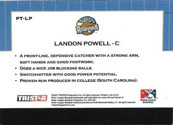 2007 TriStar Prospects Plus - Protential #PT-LP Landon Powell Back