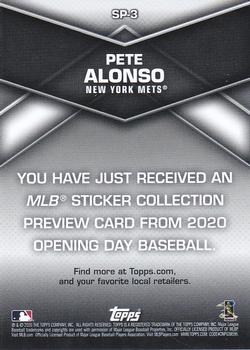 2020 Topps Opening Day - 2020 Topps Sticker Collection Preview #SP-3 Pete Alonso Back