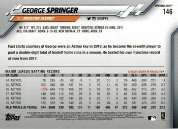 2020 Topps Opening Day - Red Foil #146 George Springer Back