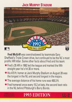 1993 Donruss - Long Ball Leaders #LL-2 Fred McGriff  Back