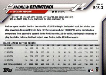 2020 Topps Boston Red Sox #BOS-3 Andrew Benintendi Back