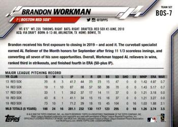 2020 Topps Boston Red Sox #BOS-7 Brandon Workman Back
