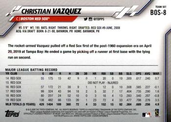 2020 Topps Boston Red Sox #BOS-8 Christian Vazquez Back